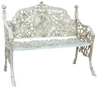 Biscottini International Biscottini - Banco De Jard&iacute;n De Hierro Fundido 105x62x90 Sof&aacute; De Exterior Banco Liberty Con Reposabrazos Silla De 2 Plazas Banco De Hierro