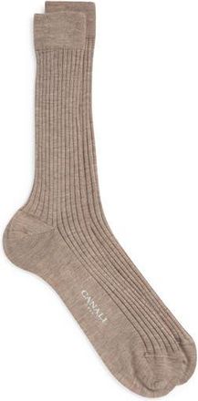Canali Ribbed Cashmere & Silk Dress Socks in Tan at Nordstrom Rack, Size Medium