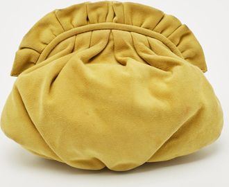 Marni Yellow Raffled Suede Pouch