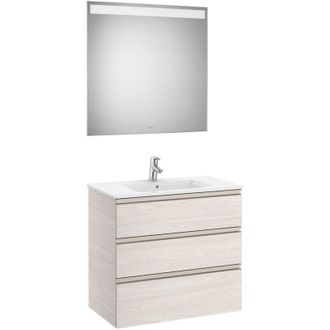 Roca Conjunto De Mueble 3 Cajones, Lavabo Y Espejo Con Led The Gap - Roca Color: Fresno N&oacute;rdico - Medidas: 805 Mm