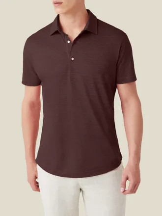 Luca Faloni Chocolate Brown Linen Jersey Elba Polo