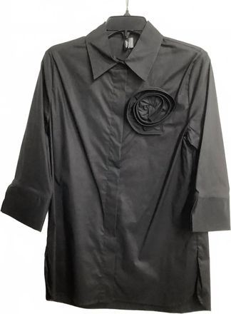 Ravel Womens Rosette Accent Button-Down Blouse In Black