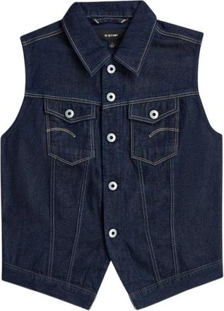 G-Star Pitched Hem Slim Vest - Dames - Bodywarmers - Blauw - S - Katoen - Jassen