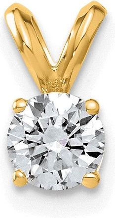 Diamond2Deal 14k Yellow Gold 1/2ct. 5.0mm Round Pure Light Moissanite Solitaire Pendant