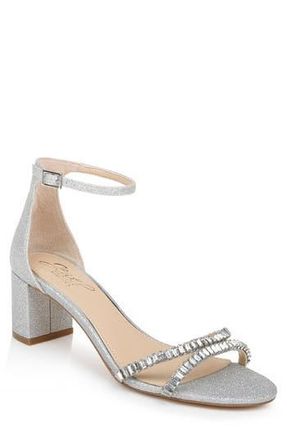 Badgley Mischka Joanne Embellished Block Heel Sandal in Silver at Nordstrom Rack, Size 5.5