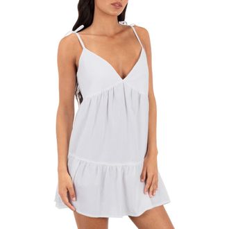 Hurley Tiered Cover-Up Minidress in White at Nordstrom, Size X-Small