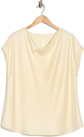 Renee C Cowl Neck Short Sleeve Satin Top in Light Butter at Nordstrom Rack, Size 2X