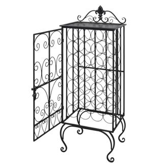 Berkfield Home Wine Rack for 28 Bottles Metal in Black