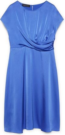 Fiorella Rubino Satijnen jurk met draperie - Dames - Casual kleedjes - Blauw - 7XL - Satijn - Kleedjes
