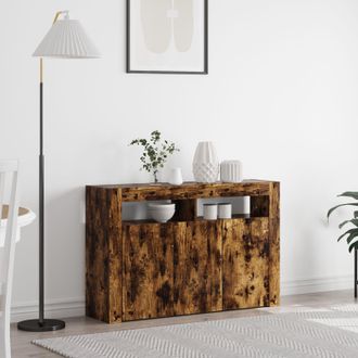 Berkfield Home Sideboard Smoked Oak Engineered Wood 116 x 30 x 75 cm in Brown