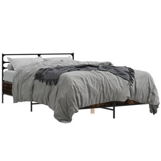 Berkfield Home Bed Frame without Mattress Smoked Oak 140x200 cm in Brown
