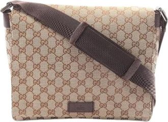 Gucci Pre-owned GG Canvas Schoudertas - Dames - Vintage Schoudertas - Beige - ONE Size - Leer - Vintage