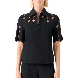 Akris Dot Cutout Top in Black at Nordstrom, Size 10