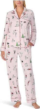 Kate Spade New York Cozy Jersey Notch Pajama Set Womens Pajama Sets Holiday Party : MD, Polyester/Spandex