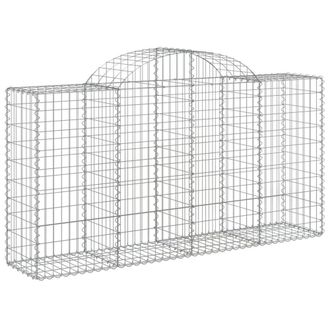 Berkfield Home Decorative Arched Gabion Baskets 4 pcs 200x50x100/120 cm Galvanis in Silver