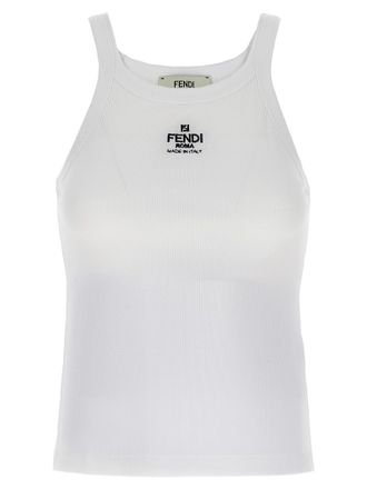 Fendi Top Logo Top Bianco-Donna