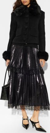 Self Portrait Wool Jacket With Faux Fur, Womens, Black