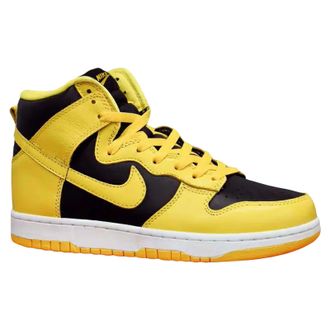 Nike Dunk Hi SP Leather Mens Lace Up Trainers - Black Varsity Maize - Size:UK 7.5