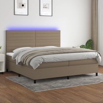 vidaXL Vidaxl - Cama Box Spring Colch&oacute;n Y Luces Led Tela Gris Taupe 200x200 Cm