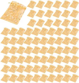 OEM 1000 Unidades De Bolsitas De Organza Pura Con Cord&oacute;n Ajustable En Forma De Coraz&oacute;n Para Joyas, Bodas, Fiestas Y Regalos Navide&ntilde;os (dorado)