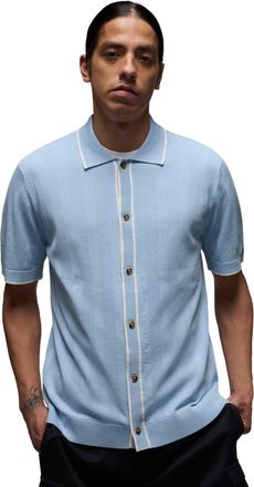 Nike Jordan Air Jordan Sport Knit Button-Down Golf Top shirt Light Armory Blue HV1157-440