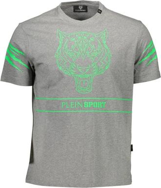 Plein Sport Cotton T-Shirt - Heren - Sportshirts - Grijs - S - Katoen - Fitness