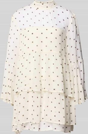 Oh April Minikleid aus Viskose mit Volants Modell Lavinia in Beige, Größe XL