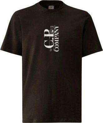 C.P. Company 30/1 Jersey Vertical Logo T-Shirt - Heren - T-shirts - Zwart - L - Katoen - Tops