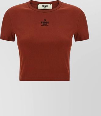 Fendi stretch cotton logo embroidery t-shirt