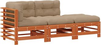 vidaXL Conjunto De Sof&aacute;s De Jard&iacute;n 3 Uds. Marr&oacute;n Cera Vidaxl