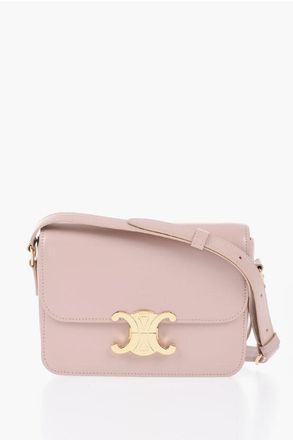 Celine Leather Shoulder Bag with Gold-Effect Logo size One Size