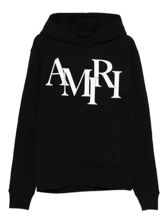 Amiri Staggered logo-detail long-sleeve hoodie - Zwart
