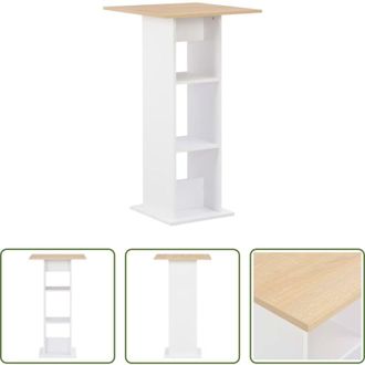 vidaXL Tavolo da pranzo - Tavolo da Bar Bianco e Rovere Sonoma 60x60x110 cm