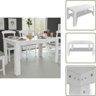 vidaXL The Living Store Tavolo da Pranzo 140x80x75 cm Bianco - Tavolo da pranzo in legno