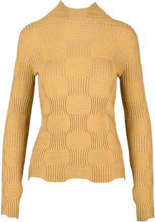 Bottega Veneta Sottogiacca Wolmix Elastaan Top - Dames - Ronde hals truien - Beige - S - Wol - Truien & Vesten
