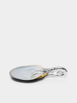 Objet Luxe Shrimp Silver-Plated and Black Mother-of-Pearl Plate