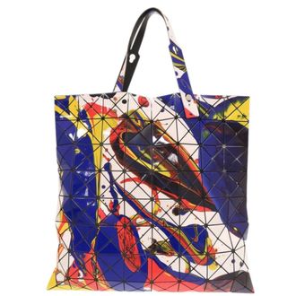 Issey Miyake Blue Red Color Polyester Pvc Tote Bag (Pre-Owned)