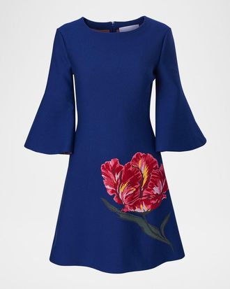Carolina Herrera Tulip Bell-Sleeve Mini Dress