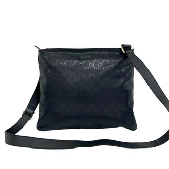 Gucci Navy Pvc Leather Shoulder Bag (Pre-Owned)