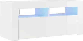 vidaXL Vidaxl - Mueble De Tv Con Luces Led Blanco Brillante 90x35x40 Cm