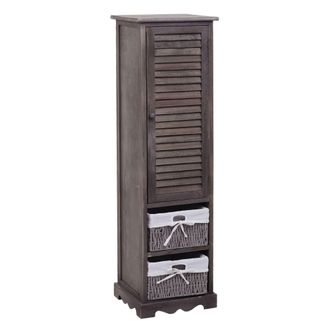 Hhg [nunca Usado] Cajonera De Cuarto De Ba&ntilde;o Hhg-674, Mueble De Cuarto De Ba&ntilde;o Estanter&iacute;a De Cuarto De Ba&ntilde;o, 120x27x29cm Madera Maciza, Shabby Gris-marr&oacute;n
