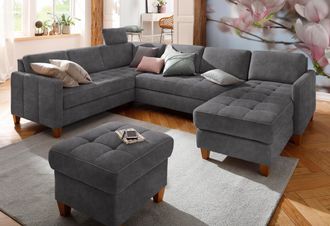 HOME AFFAIRE Wohnlandschaft »Earl U-Form« wahlweise auch mit Bettfunktion oder Bettfunktion mit Bettkasten