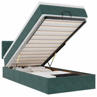 vidaXL Vidaxl - Estructura De Cama Otomana Con Colch&oacute;n Terciopelo Verde Oscuro