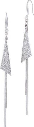 Savvy Cie Jewels Pav&eacute; Cubic Zirconia Tassel Drop Earrings in White Gold at Nordstrom Rack