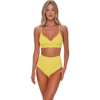 Sunsets Lyla Bralette Bikini Swimsuit Top in Pineapple Crepe at Nordstrom, Size 3X-Large