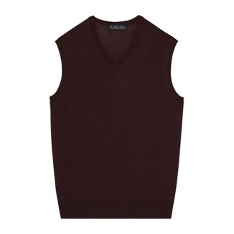 Brooks Brothers Merino Wol Trui Vest - Heren - Spencers - Rood - XL - Wol - Truien & Vesten