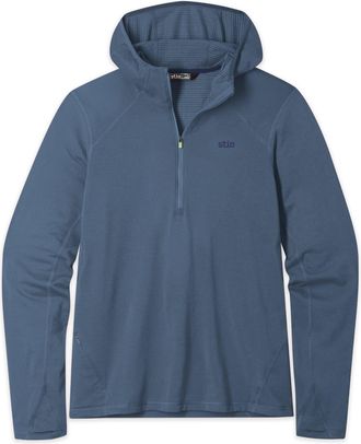 Stio | Mens Trax Power Grid Half Zip Hoodie, Size Extra Large in Vintage Indigo