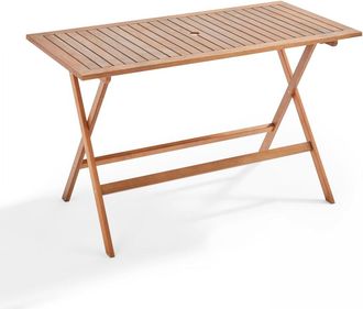 Oviala Mesa de jard&iacute;n rectangular de madera de eucalipto