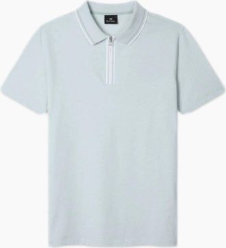 Paul Smith Mens PS Paul Smith Zip Front Polo Shirt 40 Lt Blue - Size: 38