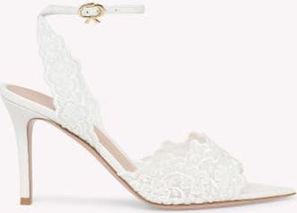 Gianvito Rossi Yvonne Sandal in White Textile at Nordstrom, Size 39.5
